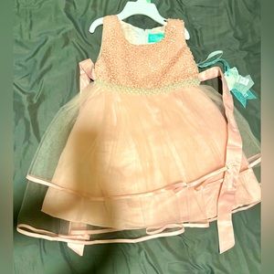 (New with tags) light Pink flower embroidered dress with tulle skirt (size 3T)